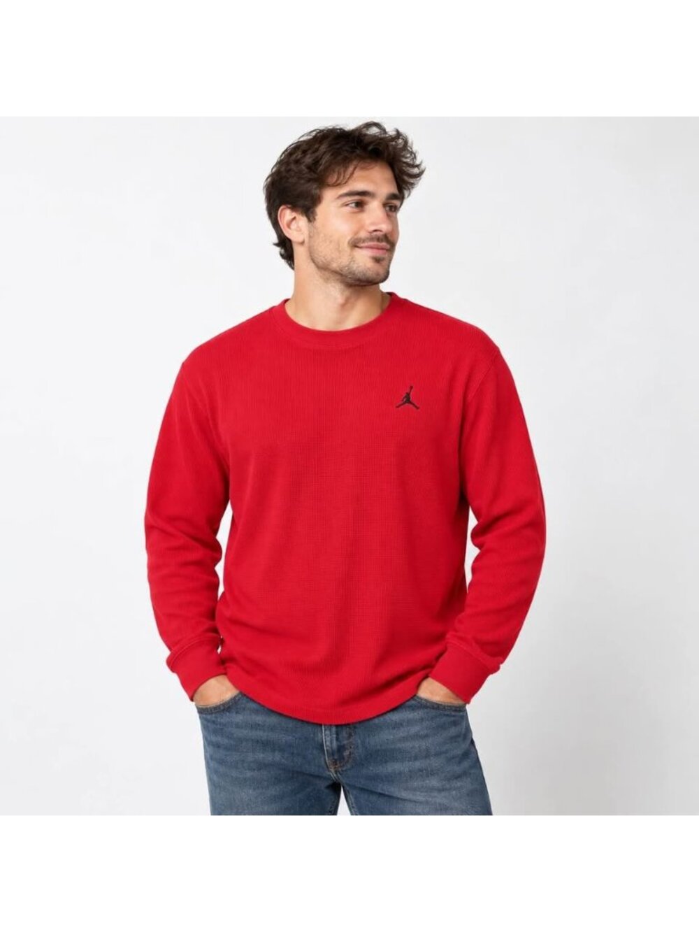 Jordan Men’s XL Red Waffle Knit Long Sleeve Shirt